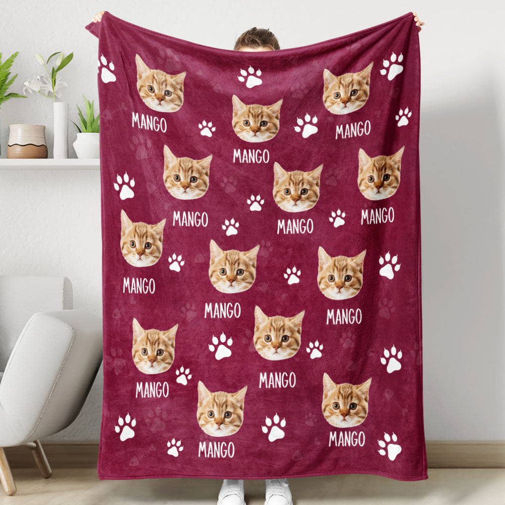 Custom Pet Photo & Paws Fleece Blanket, Pet Lover Gift YHN-THUY