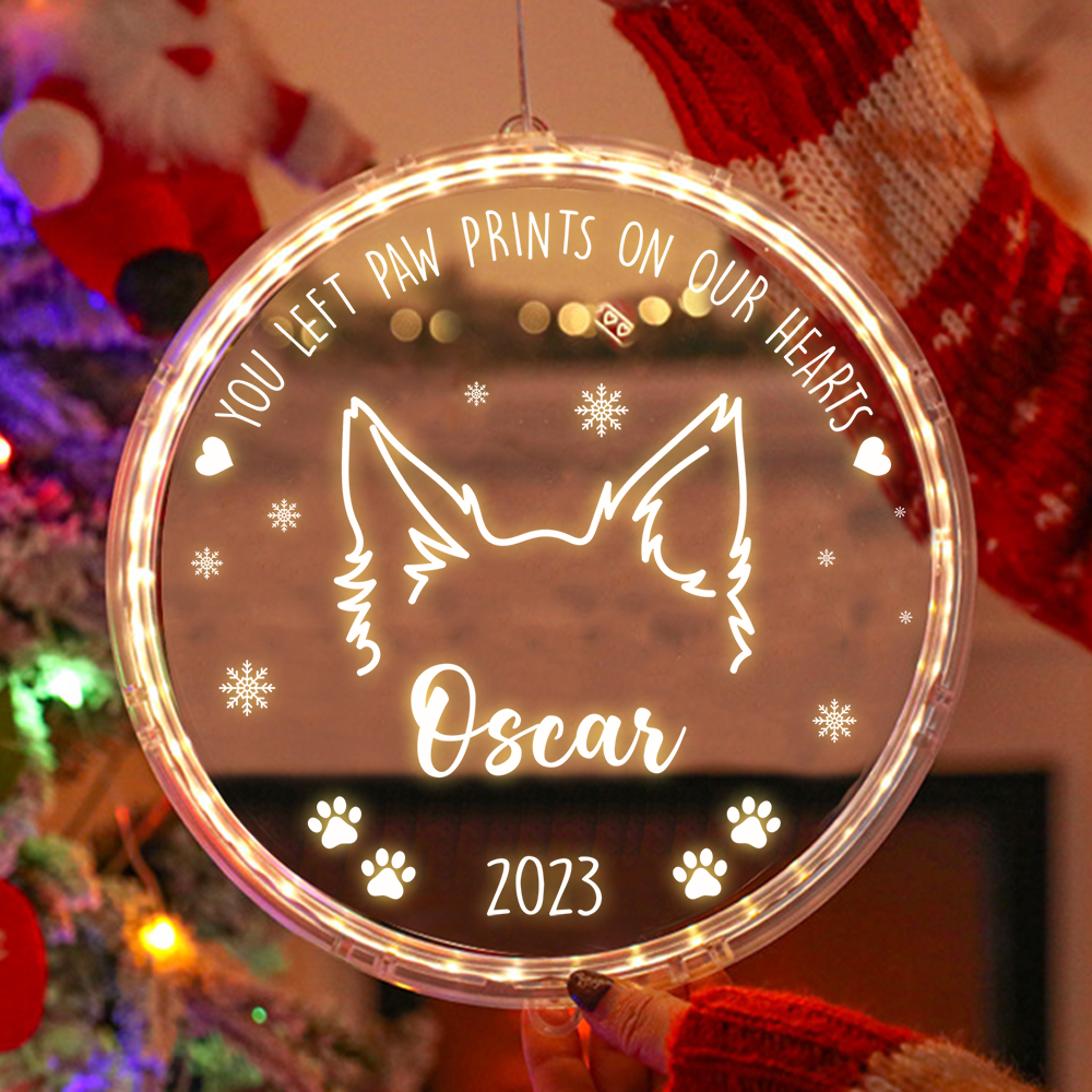 Personalized Led Acrylic Ornament - Christmas Gift For Pet Lovers - Dog Ears Memorial