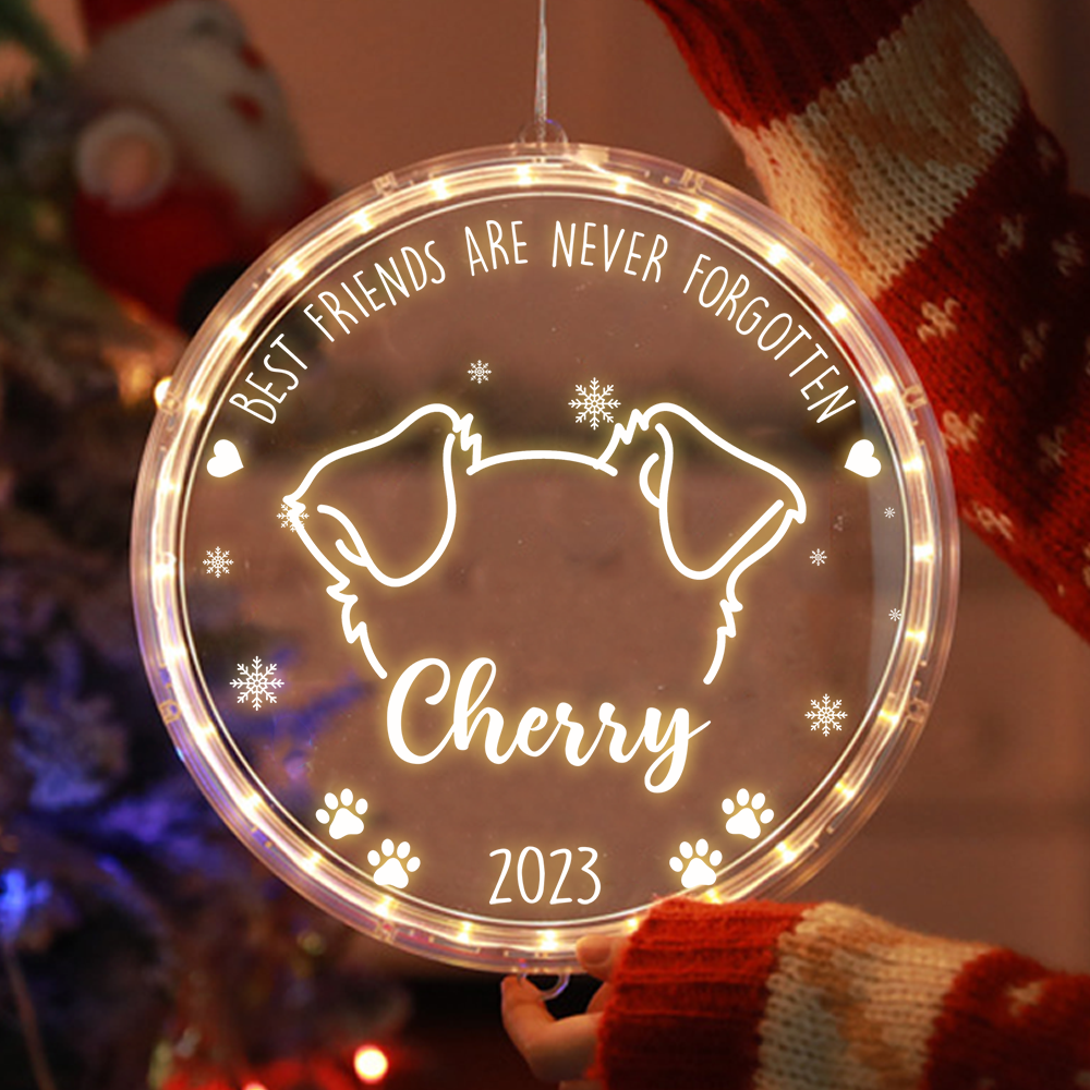 Personalized Led Acrylic Ornament - Christmas Gift For Pet Lovers - Dog Ears Memorial