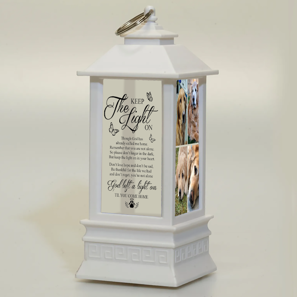 Custom Keep The Light On Dog Cat Photo Memorial Lantern, Sympathy Gift YHN-YEN