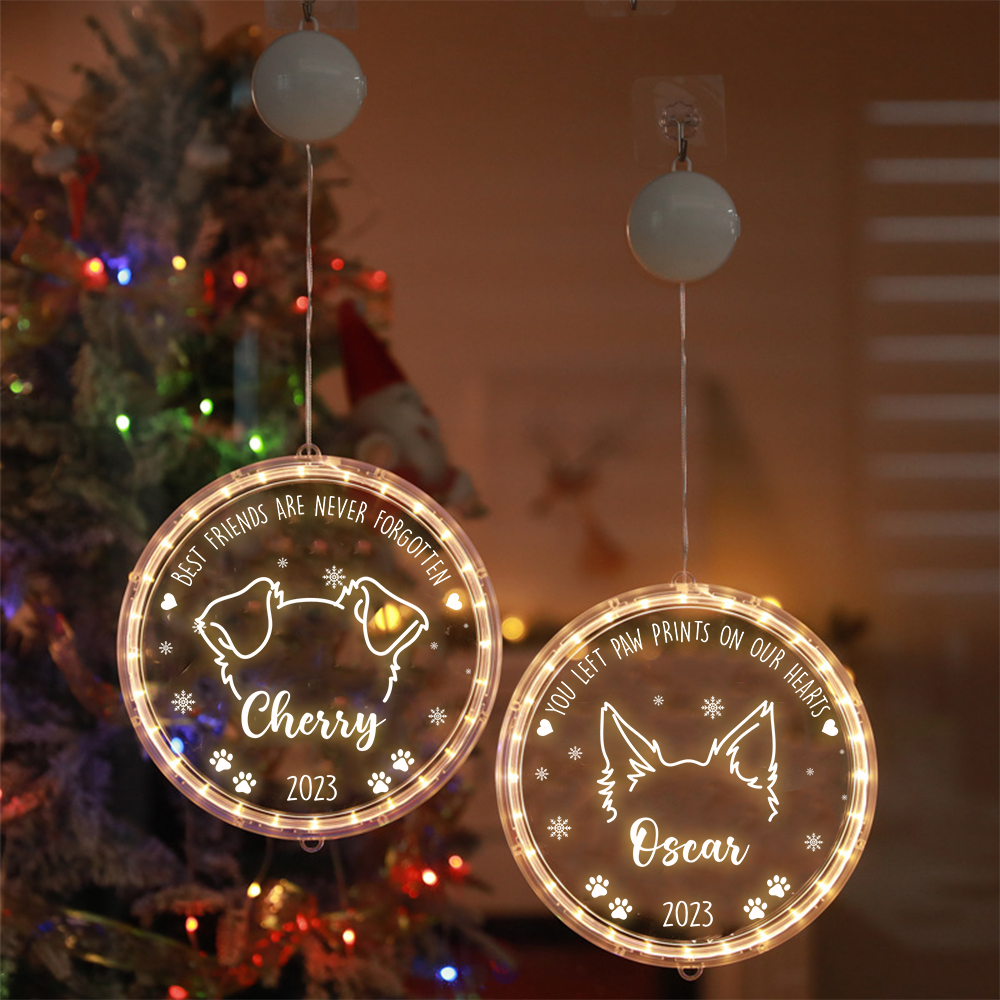 Personalized Led Acrylic Ornament - Christmas Gift For Pet Lovers - Dog Ears Memorial