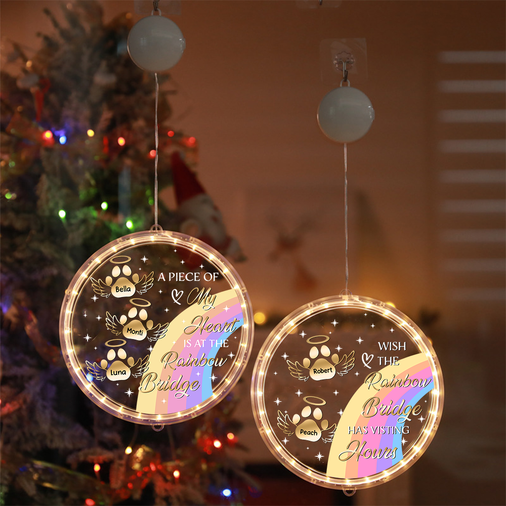 Personalized Led Acrylic Ornament - Memorial Gift For Pet Lovers - A Piece Of My Heart Is At The Rainbow Bridge