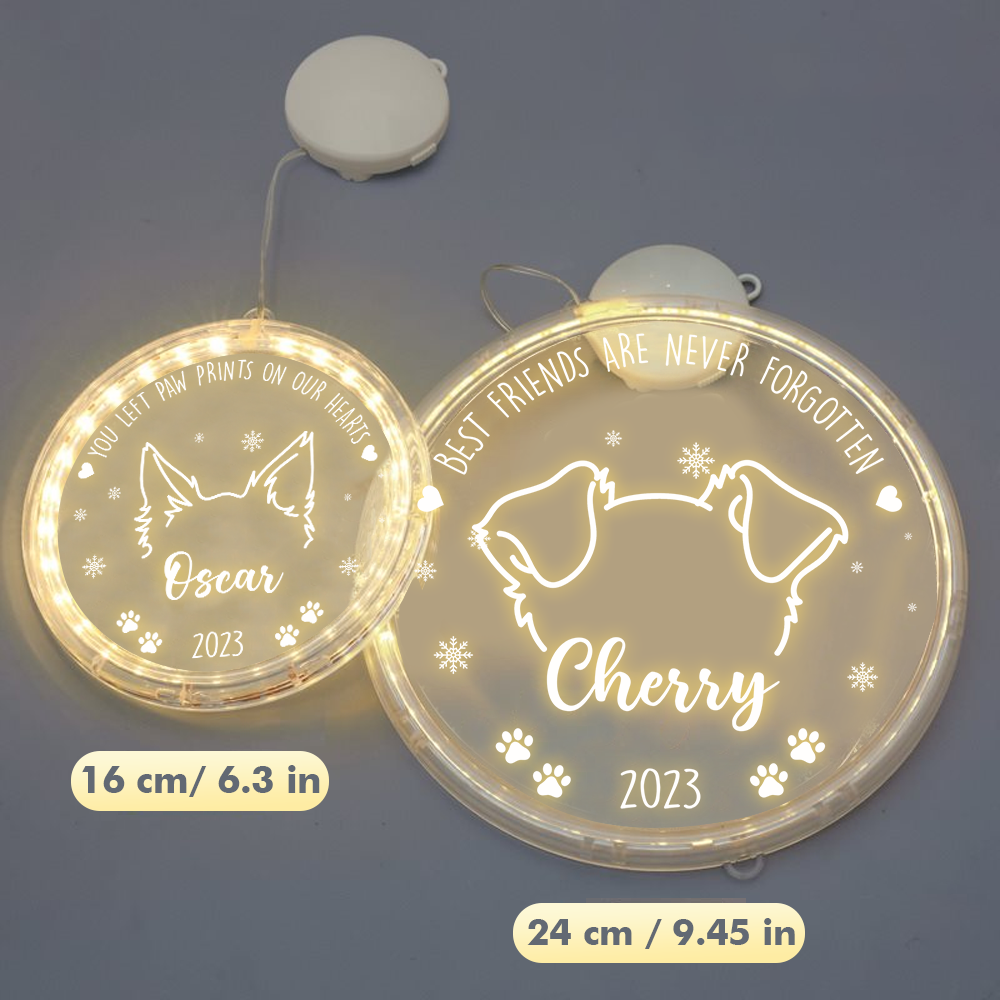 Personalized Led Acrylic Ornament - Christmas Gift For Pet Lovers - Dog Ears Memorial