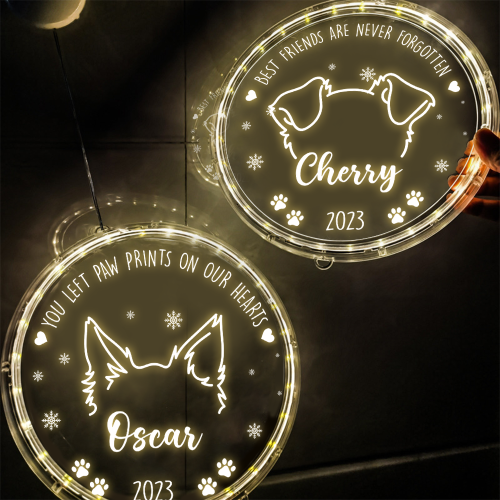 Personalized Led Acrylic Ornament - Christmas Gift For Pet Lovers - Dog Ears Memorial