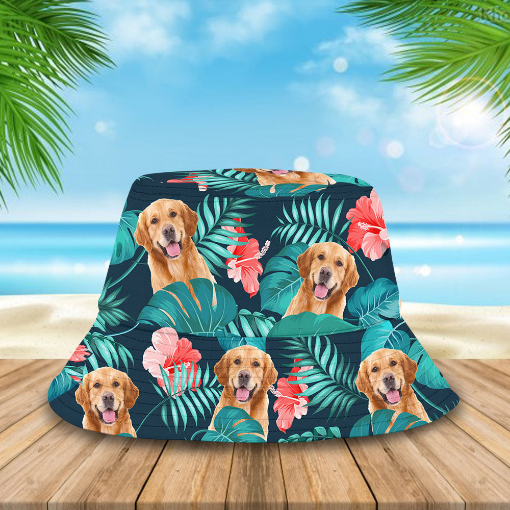 Custom Pet Face Hawaiian Bucket Hat, Dog Lover Gift