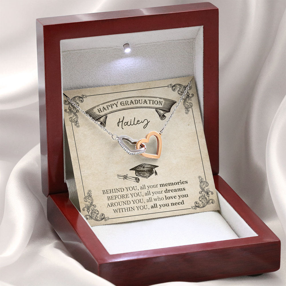 Behind You All Your Memories Graduation Message Card Necklace