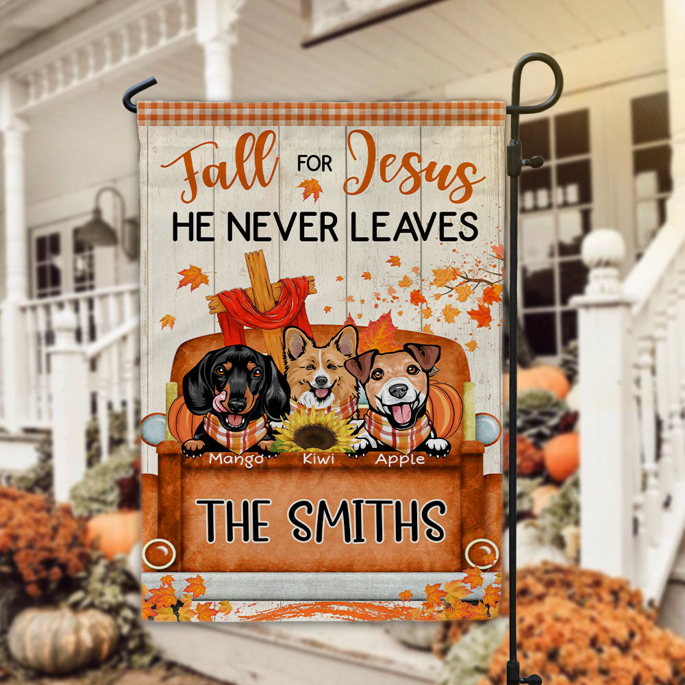 Fall For Jesus Dog Pumpkin Garden Flag, Autumn Decor Huyen-Thuy