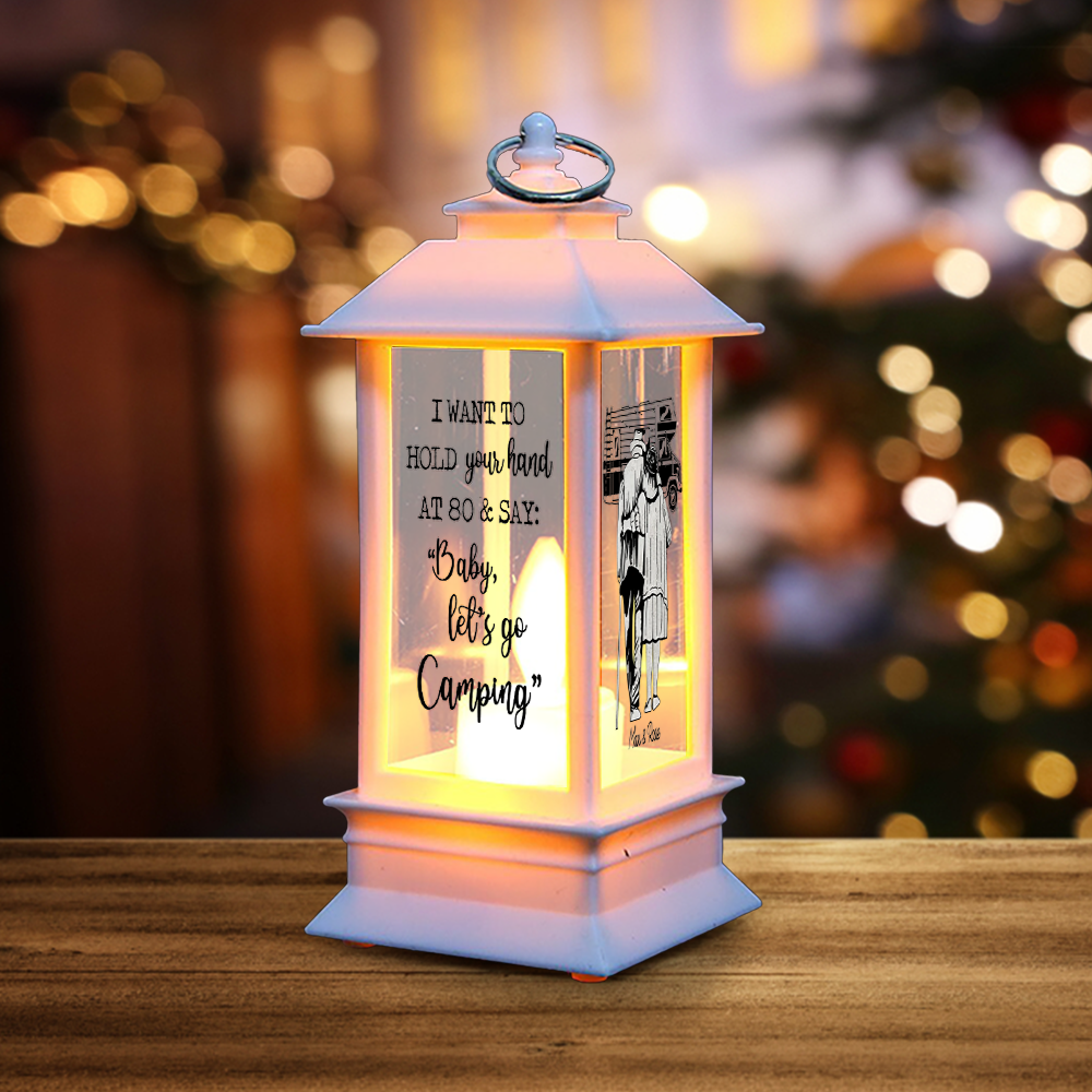 Personalized Hold Your Hand Go Camping Old Couple Lantern, Gift For Grandpa Grandma