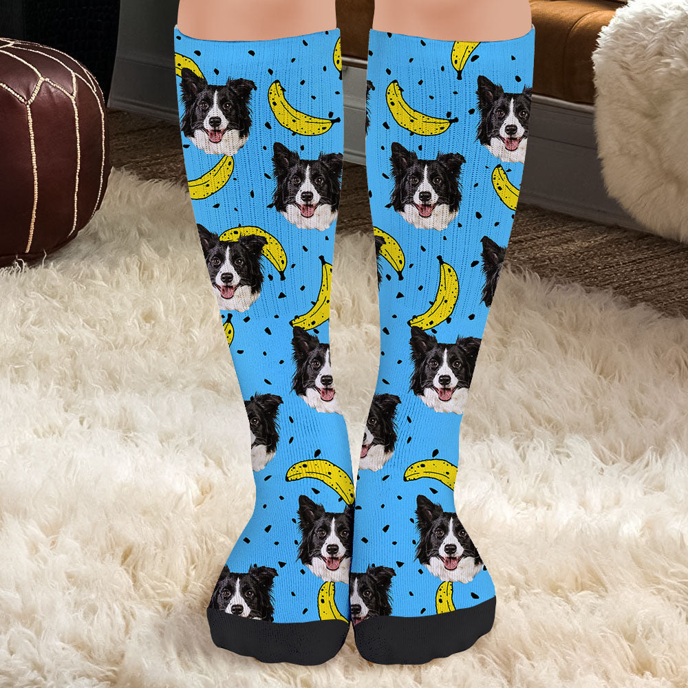 Custom Pet Face Cutout Photo Christmas Socks, Christmas Gift YHN-THUY