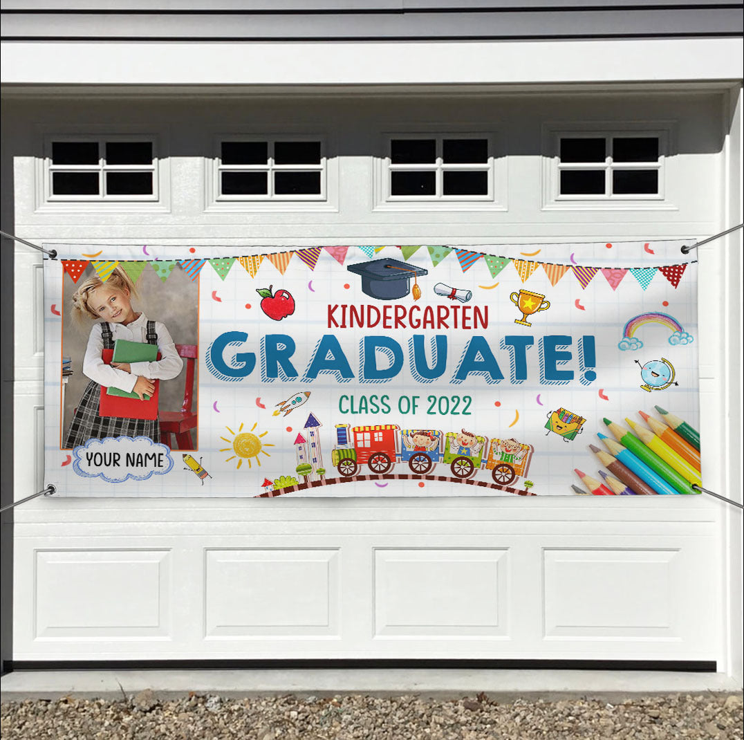 Kindergarten Graduate With Photo Banner, Graduation Party Banner