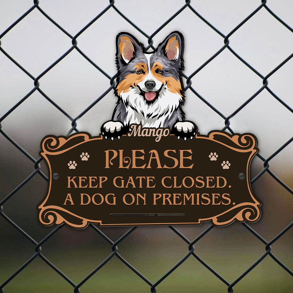 Personalized Metal Sign - Gift For Pet Lovers - Please Keep Gate Closed Dog Cat Sign