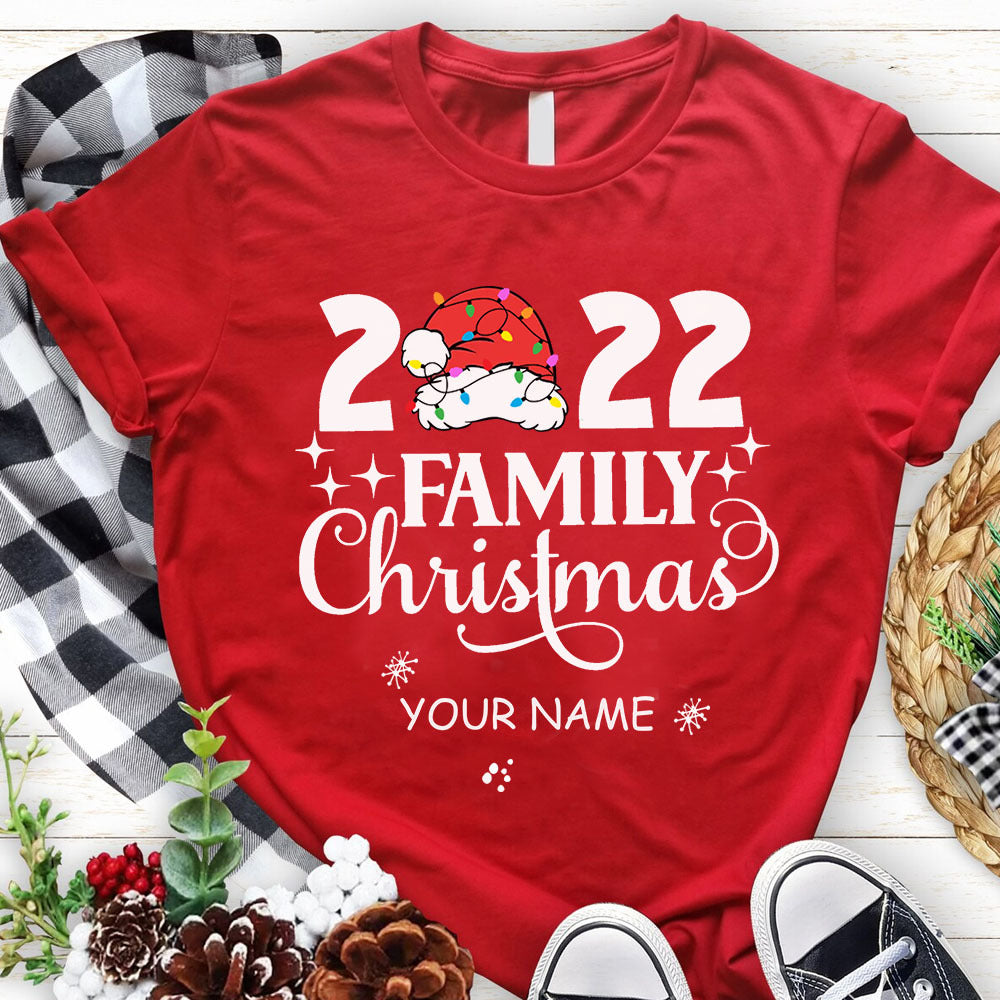 Custom Name Family Christmas 2022 T-Shirt, Christmas Gift CustomCat