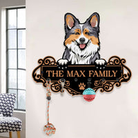 Thumbnail for Personalized Metal Key Hanger For Wall - Gift For Pet Lovers - Luxurious Monogram Family Name