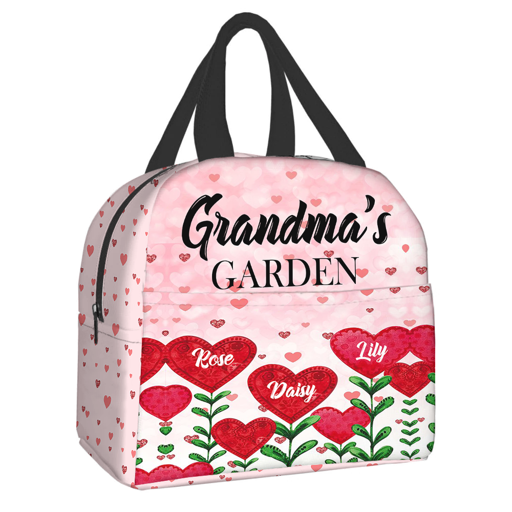 Personalized Kids Grandma's Garden Loads Of Heart Lunch Bag, Gift For Mom Grandma