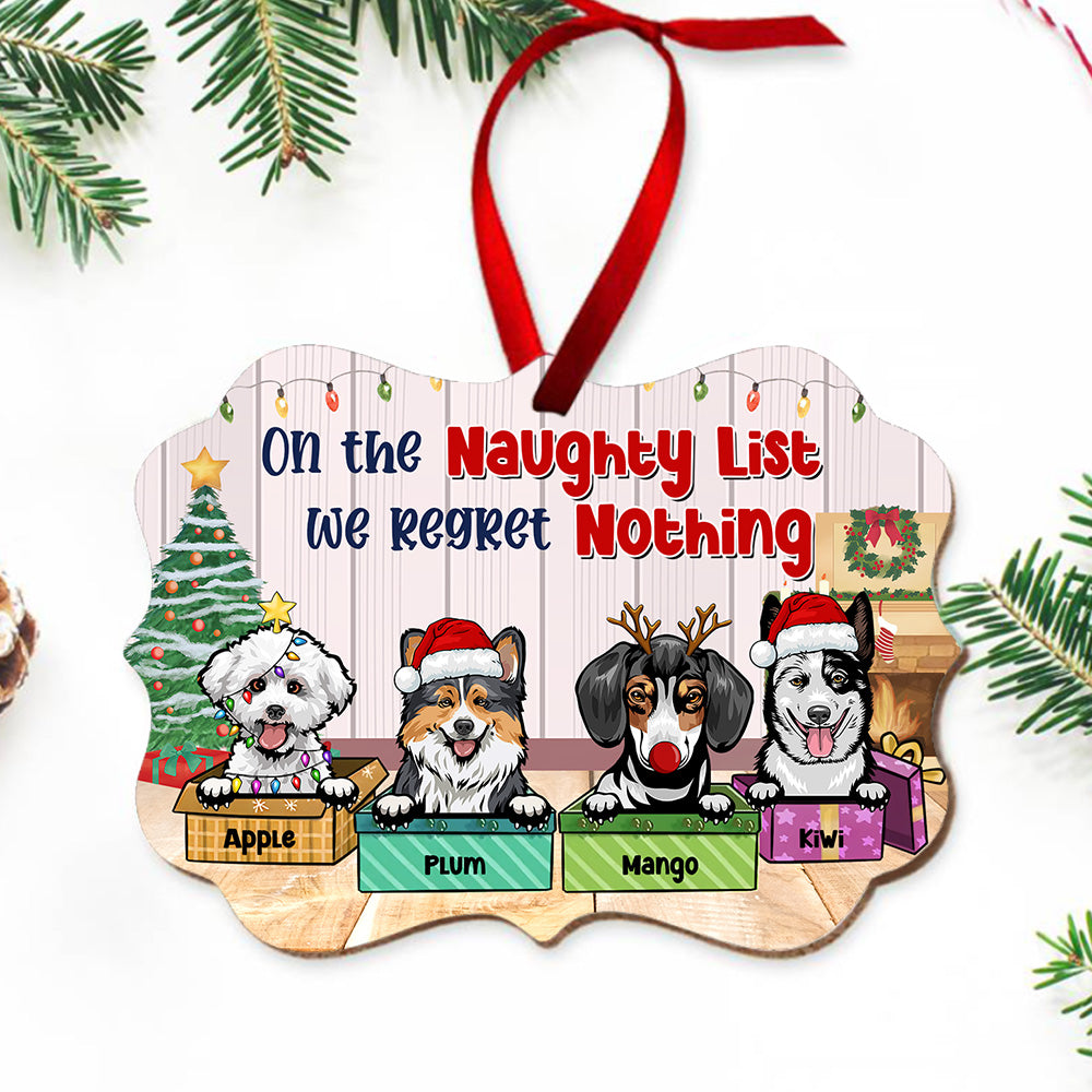 On The Naughty List Personalized Dog Christmas MDF Ornament, Customized Holiday Ornament CHI-YEN