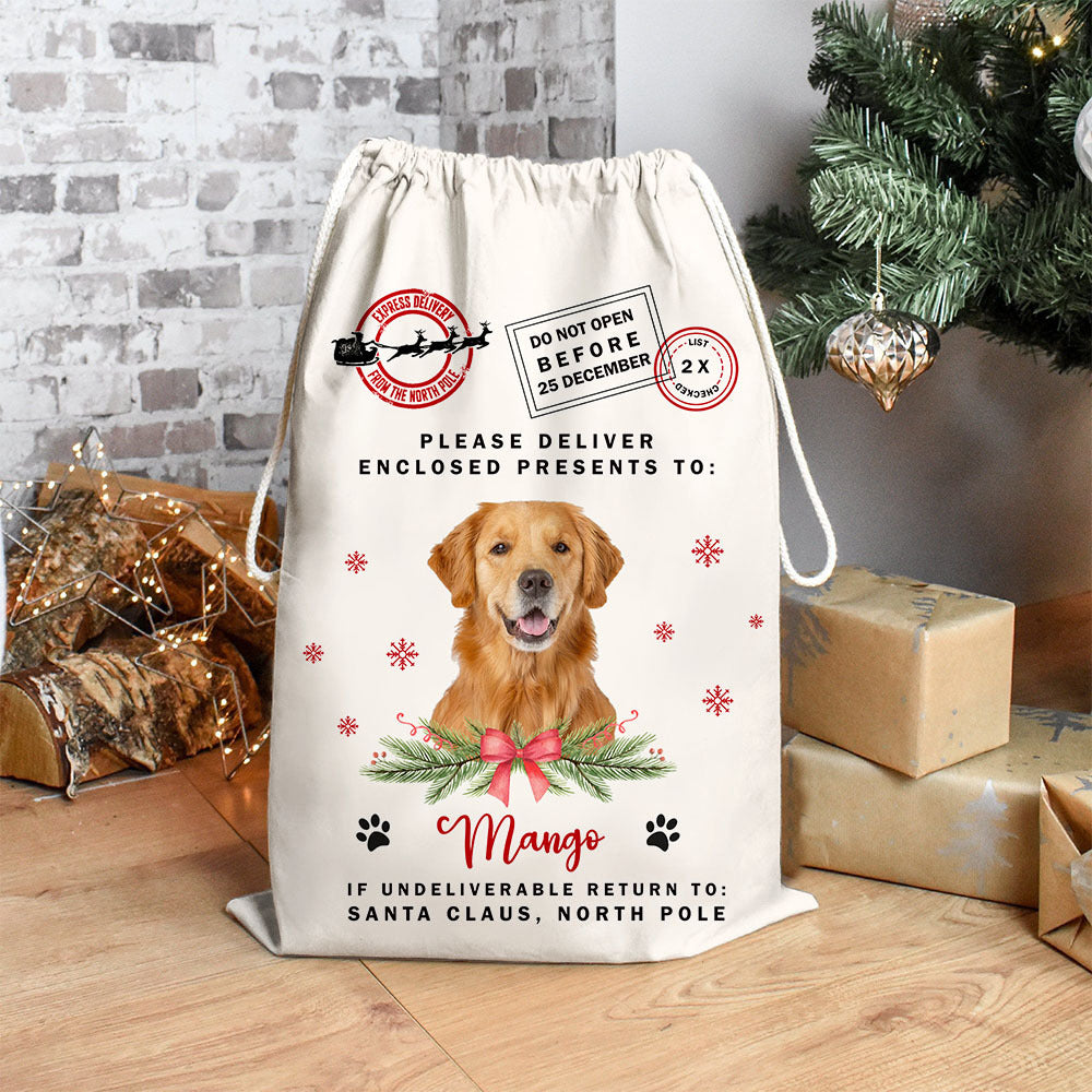 Personalised Christmas Santa Sack With Pet Photo, Christmas Bag, Gift For Dog Lovers YHN-THUY