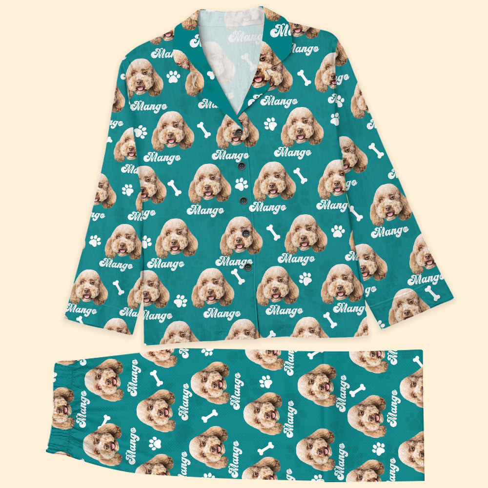 Custom Pet Face Vintage Pajamas Set, Dog Cat Lover Gift Dung- Thuy