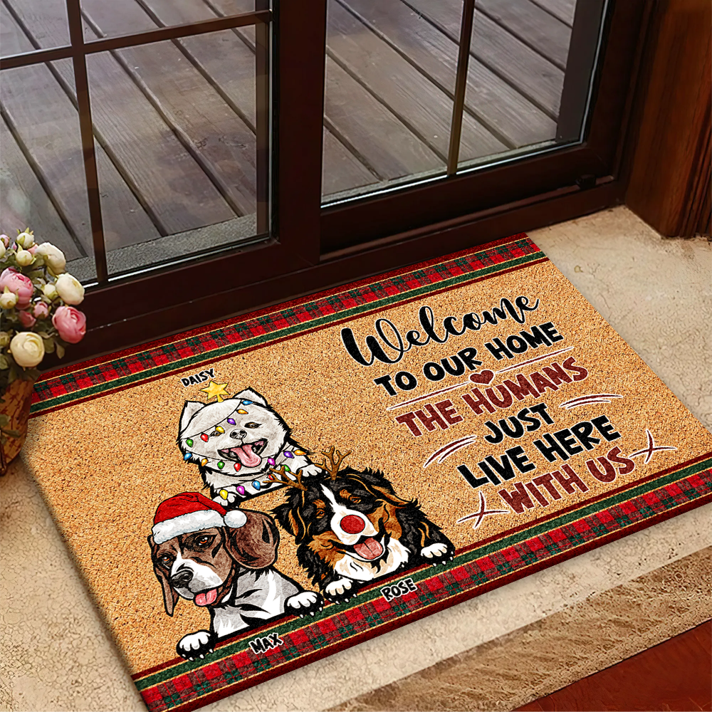 Personalized  Dog Cat Welcome To Our Home Christmas Doormat, House Decor Dung-Yen