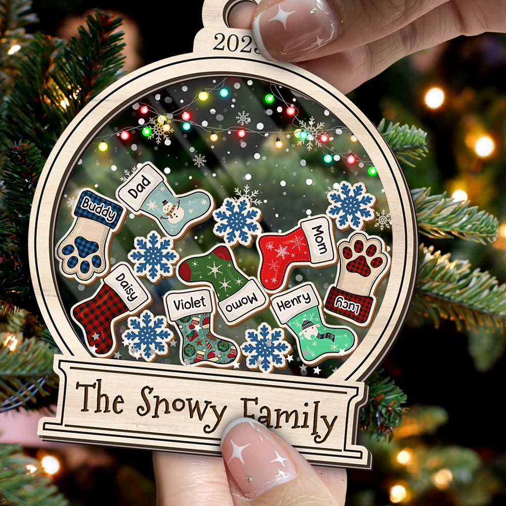 Personalized Shaker Ornament - Christmas Gift For Family - Gingerbread Family Stockings