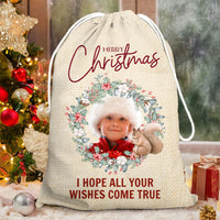 Thumbnail for Personalized Santa Sack - Christmas Gift For Family - Christmas Wreath Family Photo