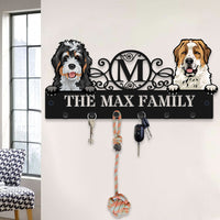 Thumbnail for Personalized Metal Key Hanger For Wall - Gift For Pet Lovers - Cartoon Dog Cat Monogram Family Name