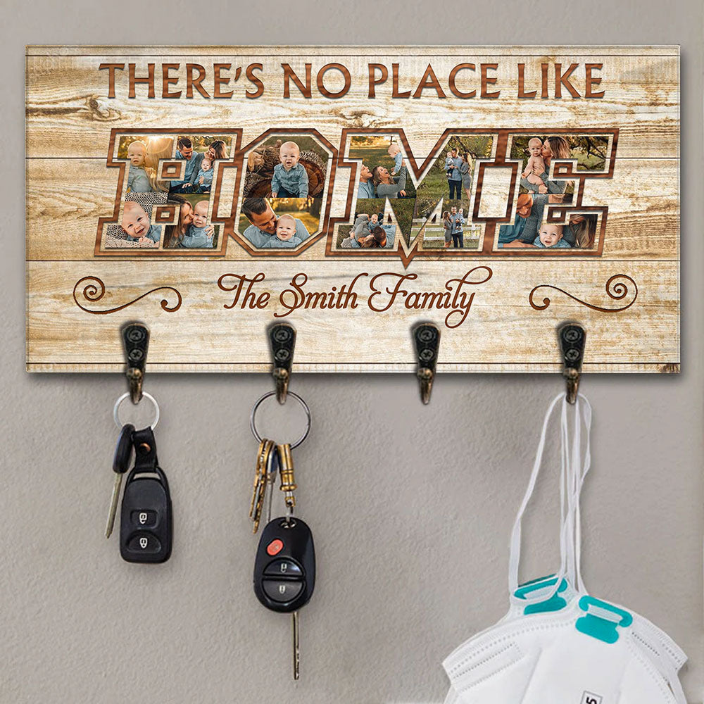 There's No Place Like Home Personalized Photo Key Hanger, Key Holder