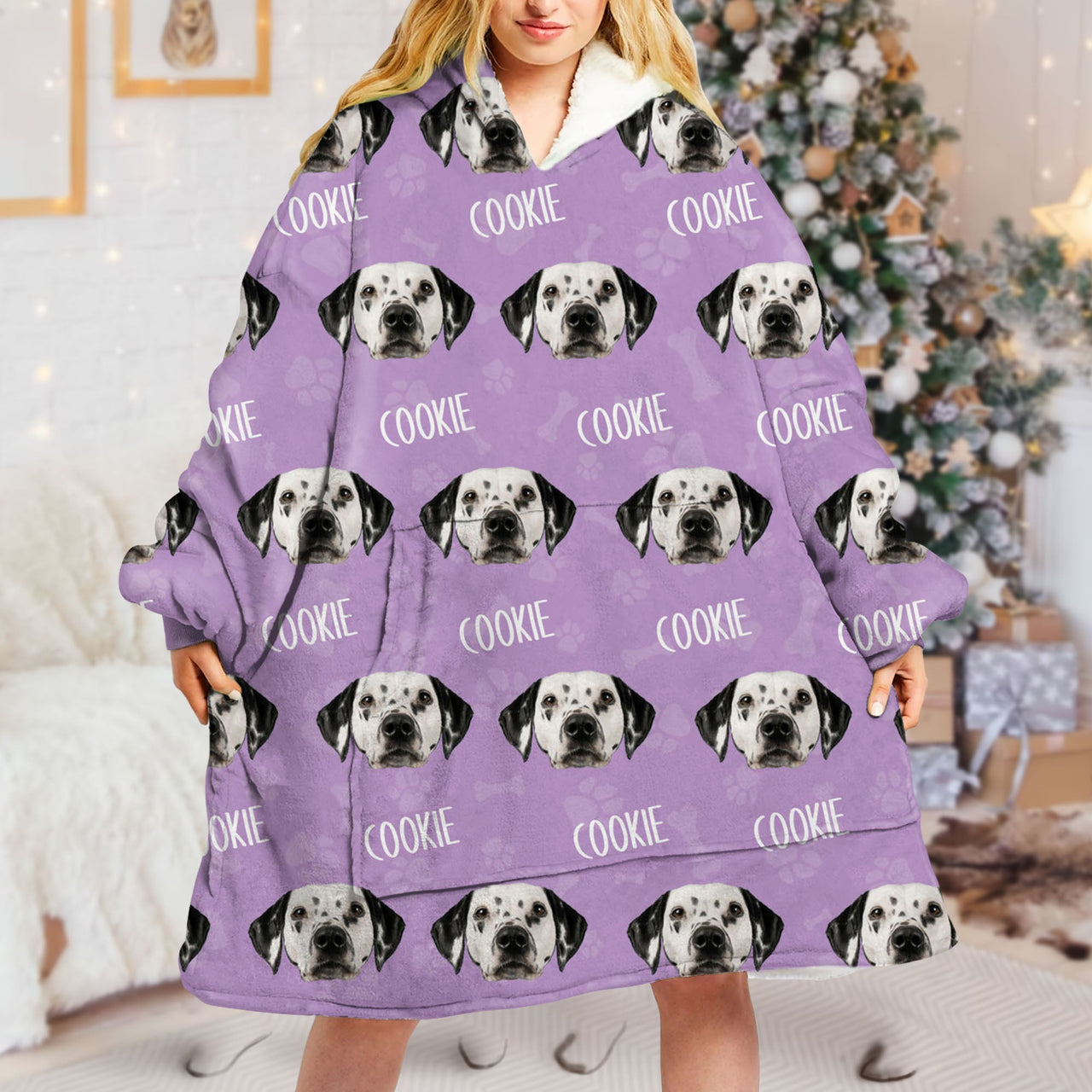 Personalized Blanket Hoodie - Christmas Gift For Pet Lover - Pet Face Photo With Name