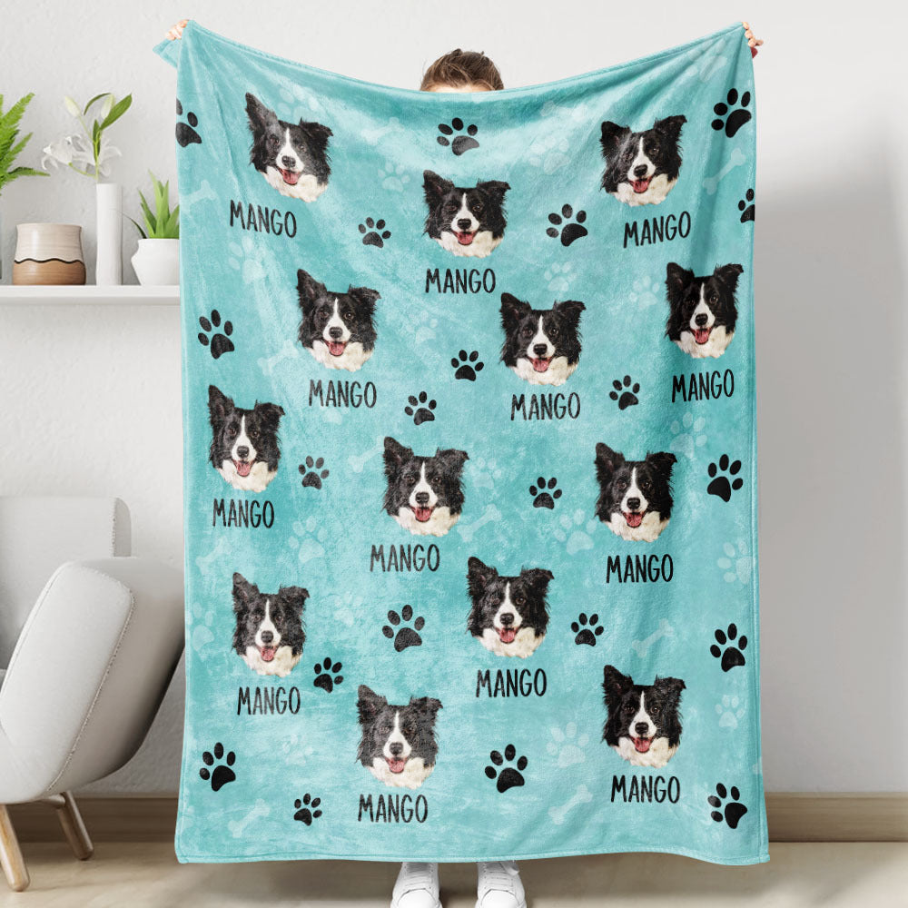 Custom Pet Photo & Paws Fleece Blanket, Pet Lover Gift YHN-THUY