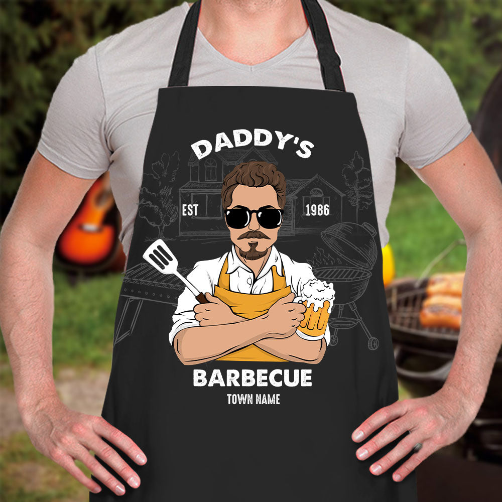 Daddy's Barbecue Apron, Gift For Dad, Custom Text & Clipart