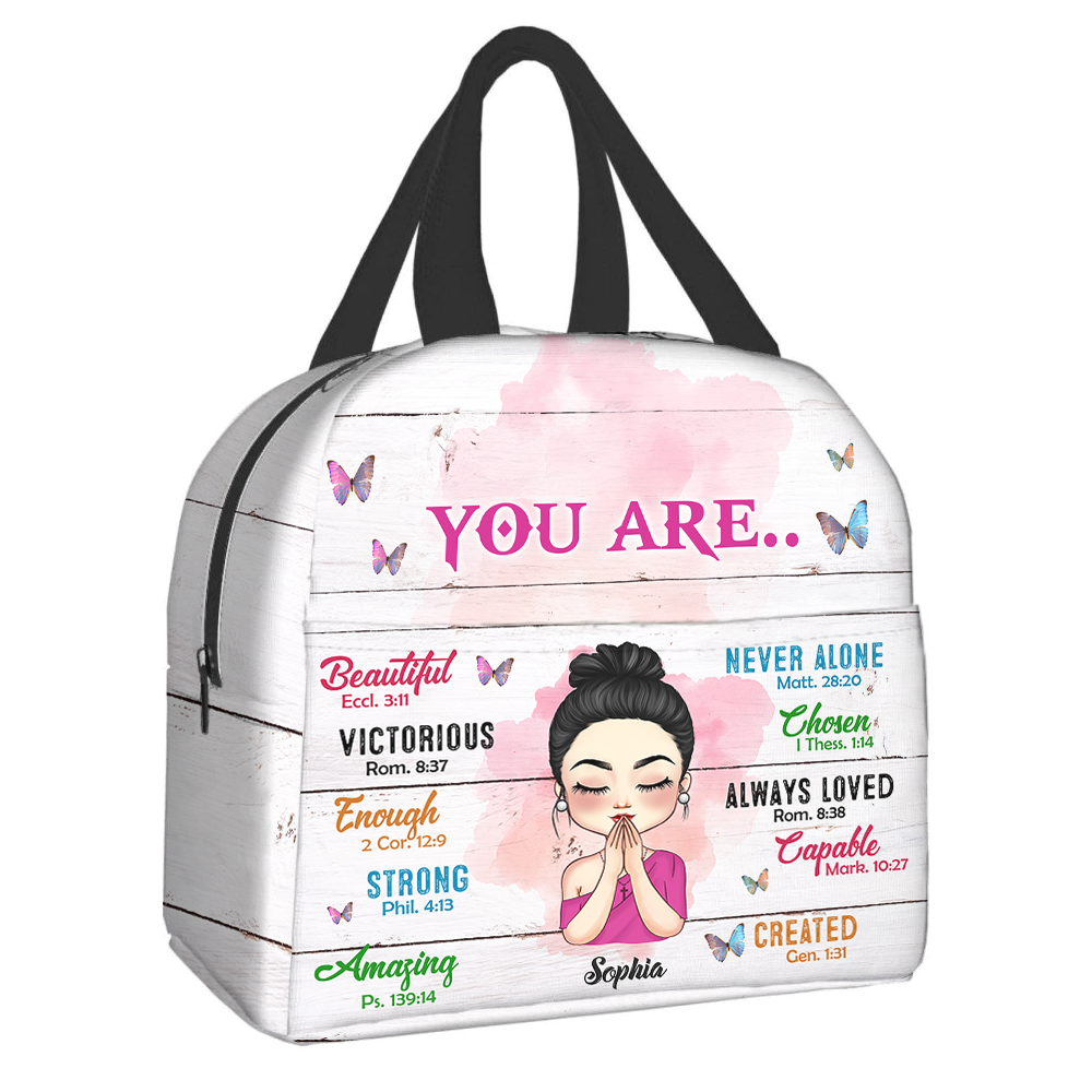 Personalized God Says You Are Bible Quote Lunch Bag, Gift For Family