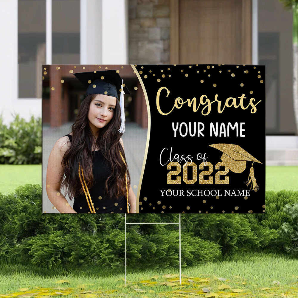 Congrats Graduation Lawn Sign With Stake, Photo Yard Sign