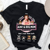 Thumbnail for Aunt Dog Mom Rock Them Both Custom Tshirt, Gift For Dog Lovers CustomCat