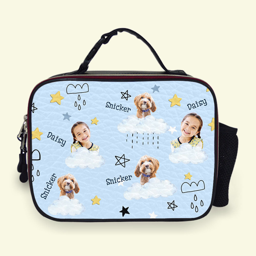 Custom Photo Leather Lunch Bag For Kids, Dog Lover Gift