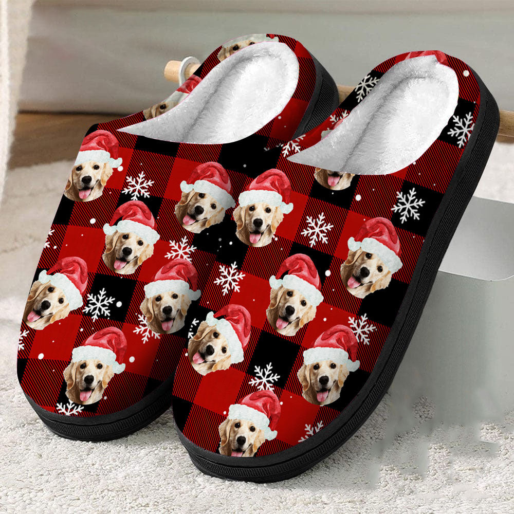 Personalized Slippers - Christmas Gift For Pet Lovers - Santa Hat With Pet Photo