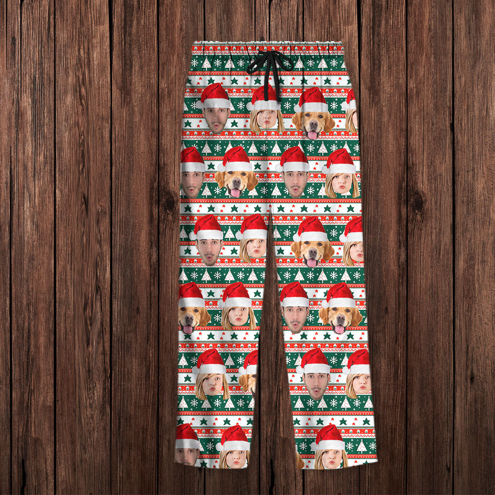 Custom Christmas With Face Photo Family Pajama Pants, Christmas Gift YHN-THUY