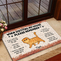 Thumbnail for Personalized Cat When Visiting Our House Please Remember House Doormat AB