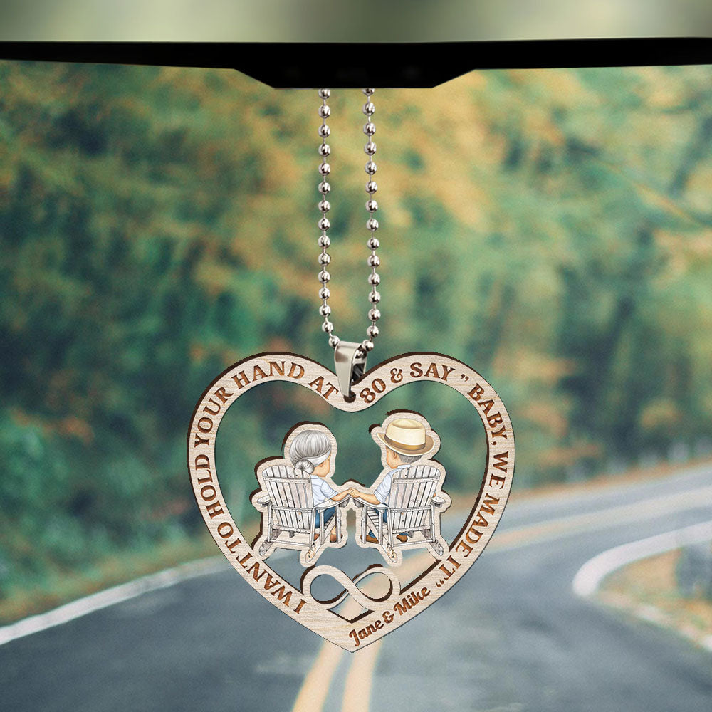 I Want To Hold Your Hand At 80 Personalized Acrylic Car Ornament