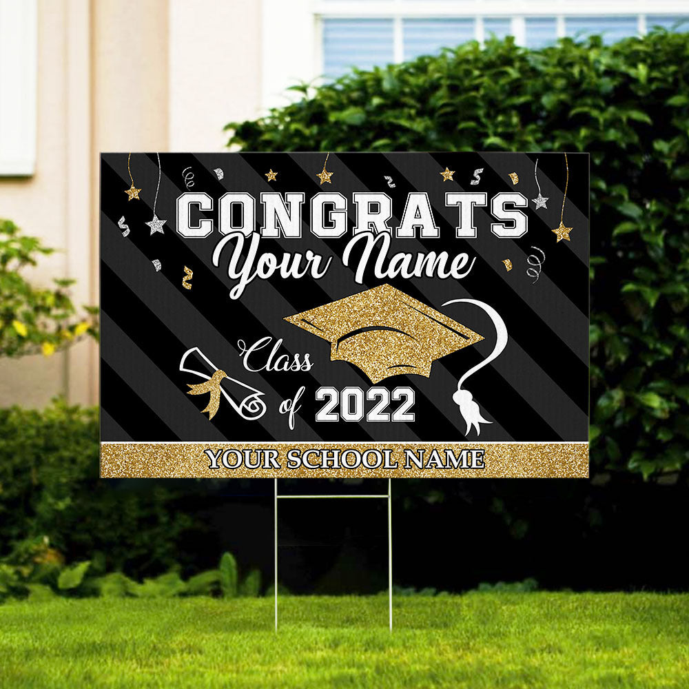 Congrats Class Of 2022 Graduation Lawn Sign With Stake