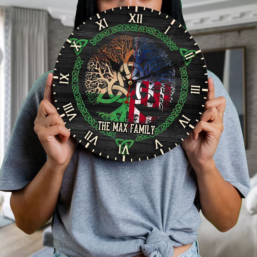 Personalized Irish By Birth American By Choice Wall Wooden Clock, Gift For Patrick's Day