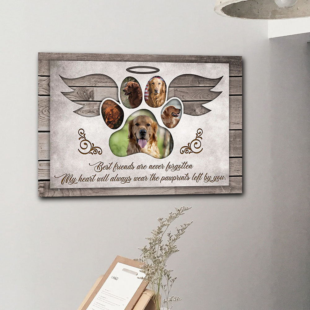 Best Friends Are Never Forgotten Canvas Wall Art, Pet Loss Gift