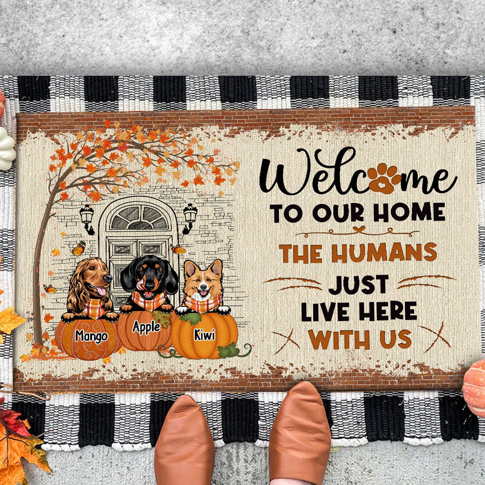 Welcome To Our Home Custom Doormat, DIY Gift For Dog Lovers CT-THUY