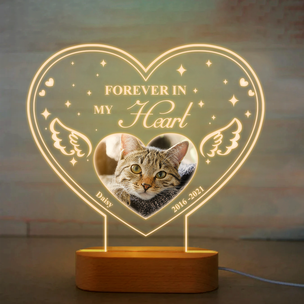 Custom I'll Hold You In My Heart Photo Lamp With Wooden Oval Stand, Memorial Gift