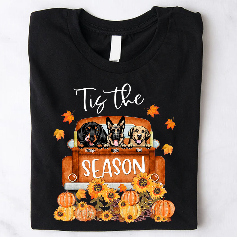 'Tis The Season Dog Fall Tshirt, Custom Dog Gift CustomCat