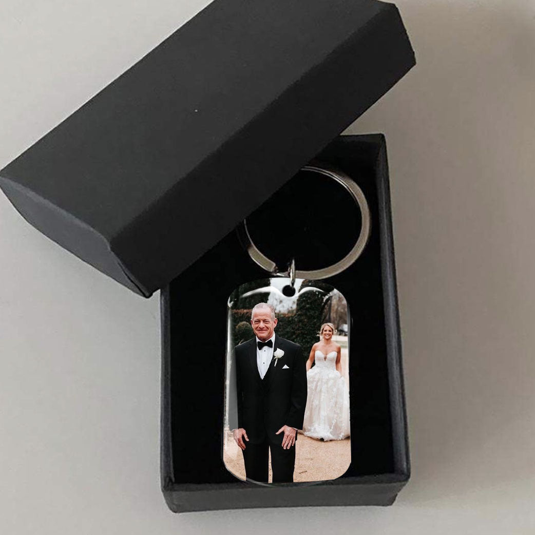 Forever Your Little Girl Dad Photo Metal Keychain, Gift For Dad