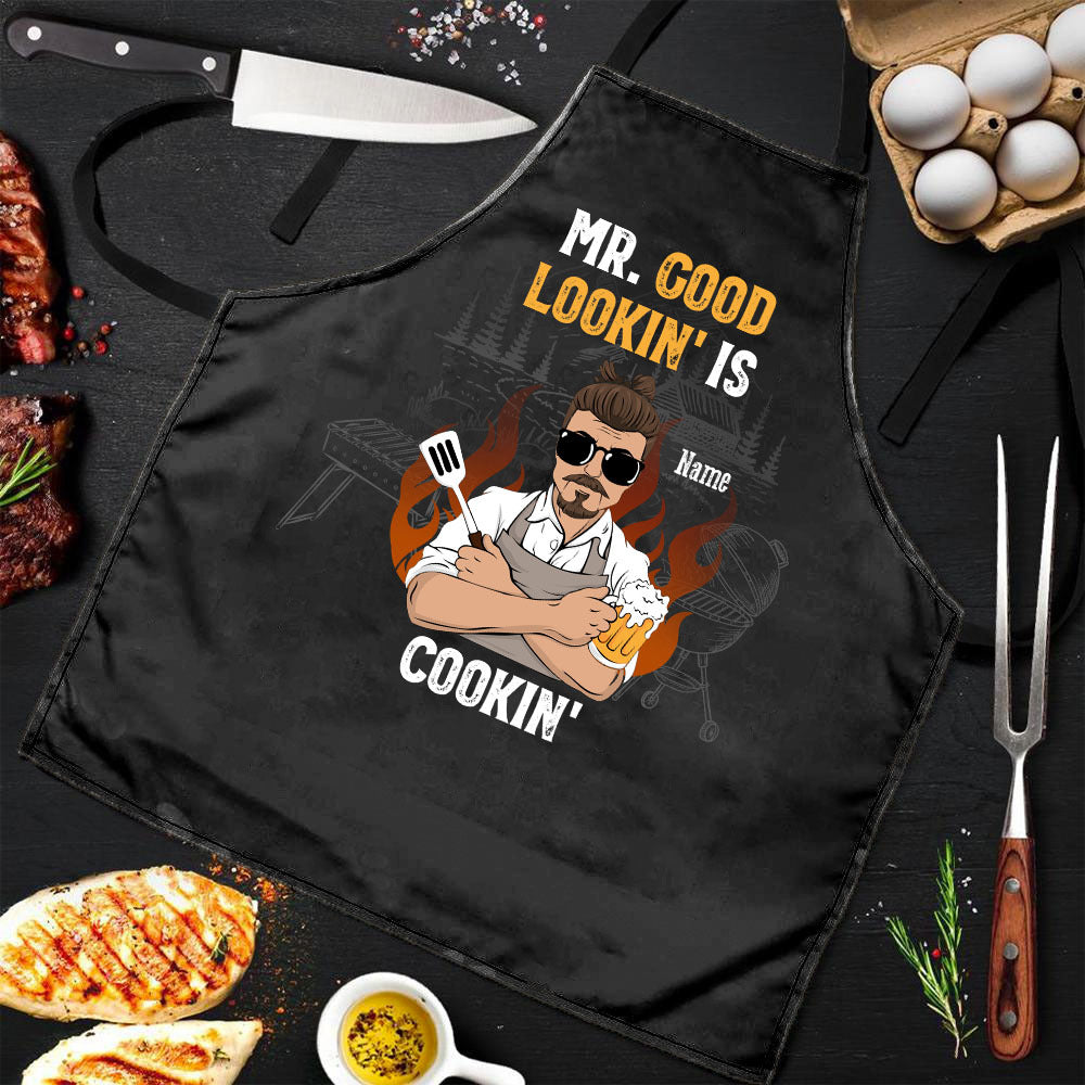 Mr. Good Lookin' Is Cookin' Dad Apron, Gift For Dad