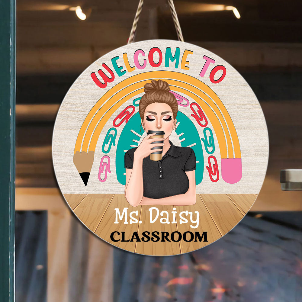 Welcome To Teacher Classroom Wood Sign, DIY Gift For Back To School