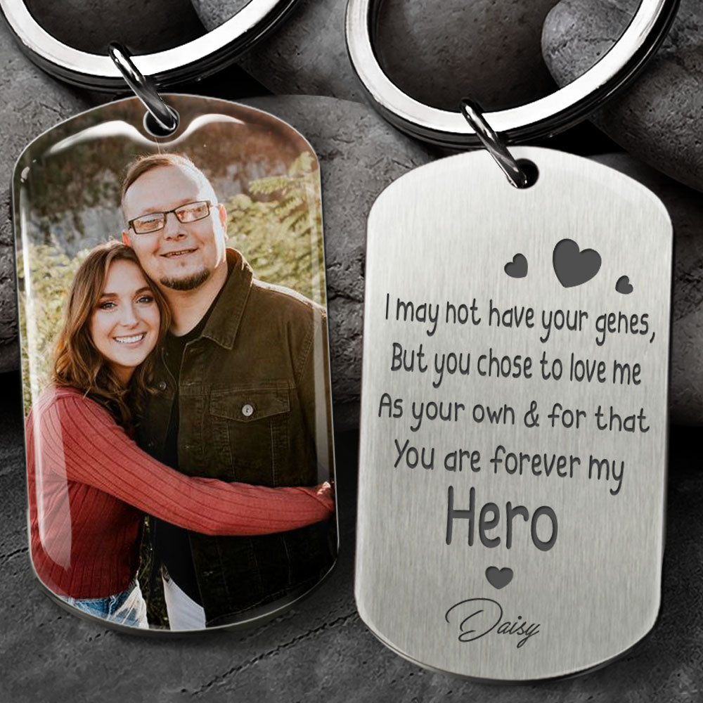 I May Not Have Your Genes Stepdad Photo Metal Keychain