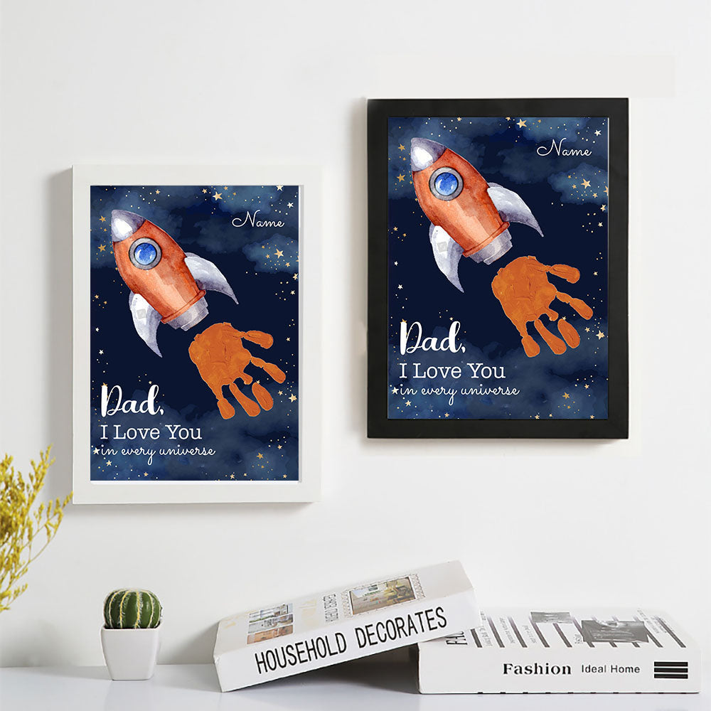 Dad I Love You In Every Universe Photo Frame, Kids Handprint Keepsake