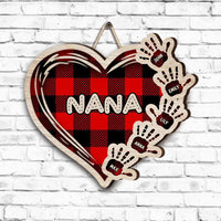 Thumbnail for Nana/Mom Heart Handprint Shaped Wood Sign, Home Decor