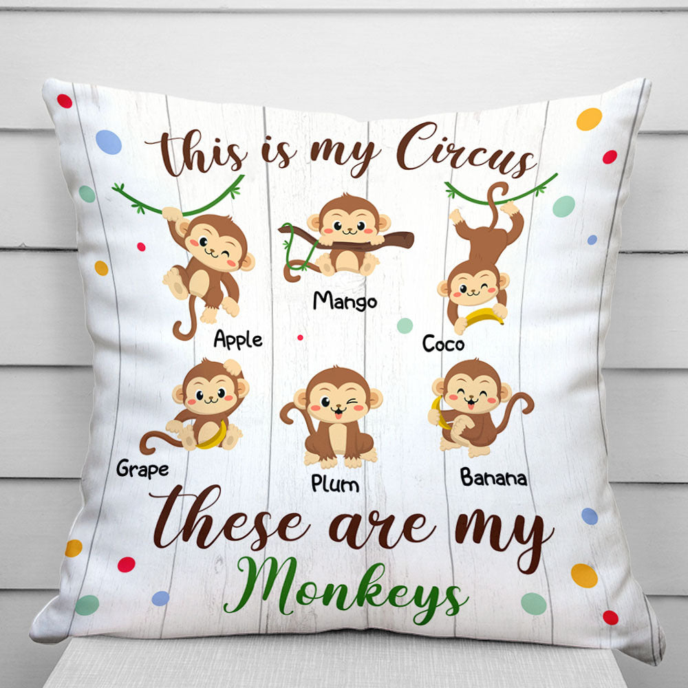 Personalized This Is My Circus Kids Monkey Grandma Pillow, Gift For Mom Grandma